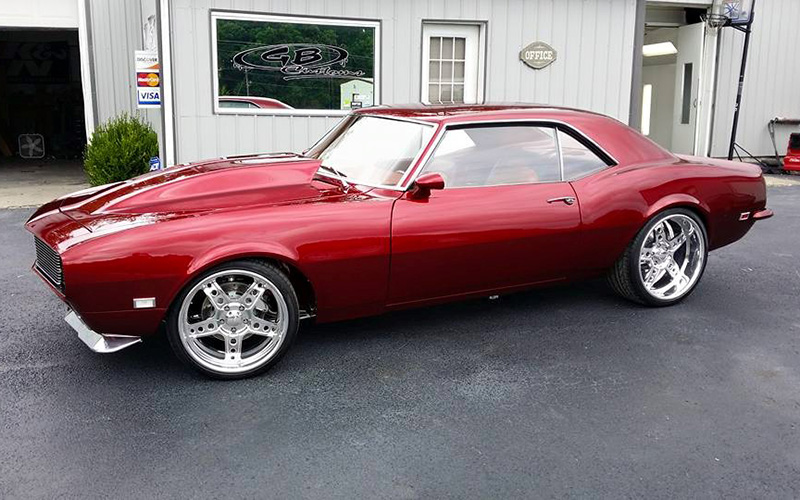 Vintage red car customized by GB Customs & Collision in Corbin, KY